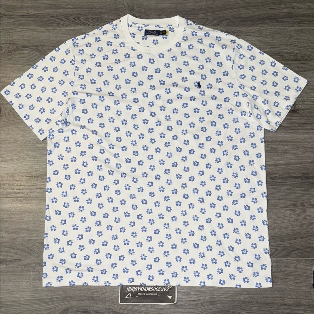 Polo Ralph Lauren Men’s Big & Tall Floral Print Jersey T-Shirt White Blue 3XLT